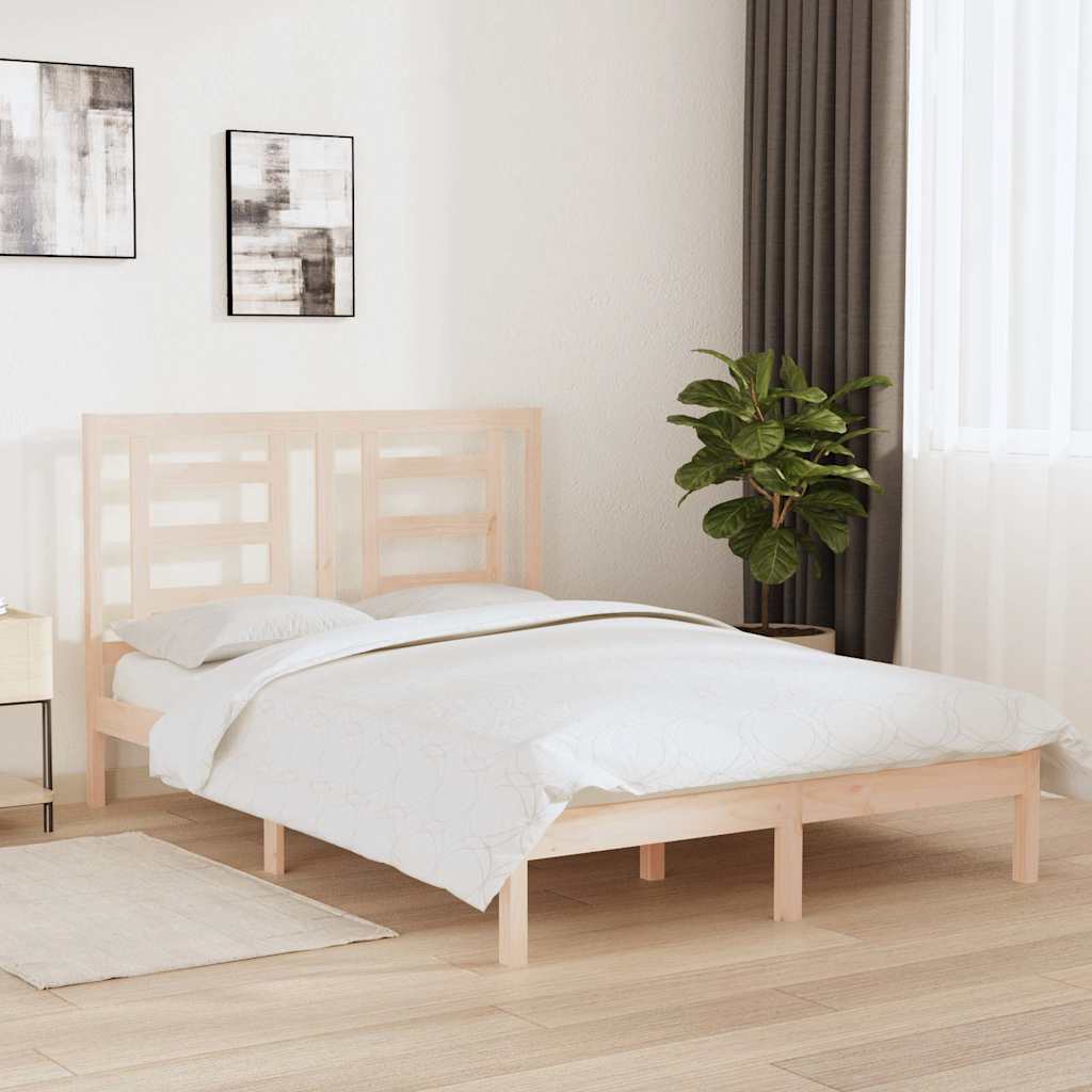 Bed Frame without Mattress 135x190 cm Solid Wood Pine