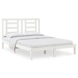 Bed Frame without Mattress White 135x190 cm Solid Wood Pine - Front View