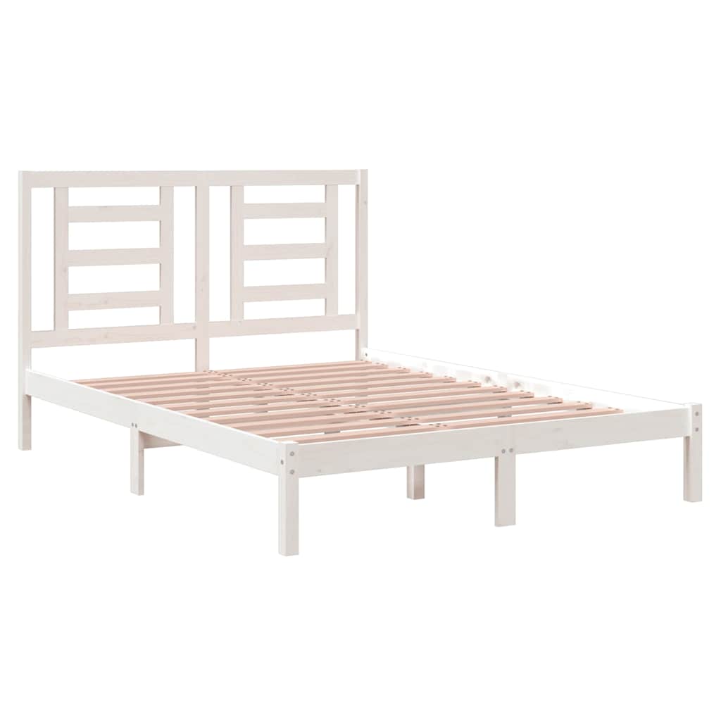 Bed Frame without Mattress White 135x190 cm Solid Wood Pine