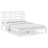 Bed Frame without Mattress White 150x200 cm Solid Wood Pine - Front View