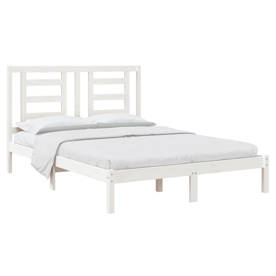 Bed Frame without Mattress White 150x200 cm Solid Wood Pine