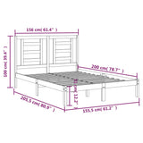 Bed Frame without Mattress White 150x200 cm Solid Wood Pine - Rear View