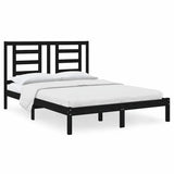 Bed Frame without Mattress Black 150x200 cm Solid Wood Pine - Front View