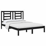 Bed Frame without Mattress Black 150x200 cm Solid Wood Pine - Side View