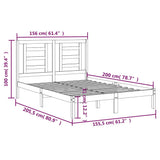 Bed Frame without Mattress Black 150x200 cm Solid Wood Pine