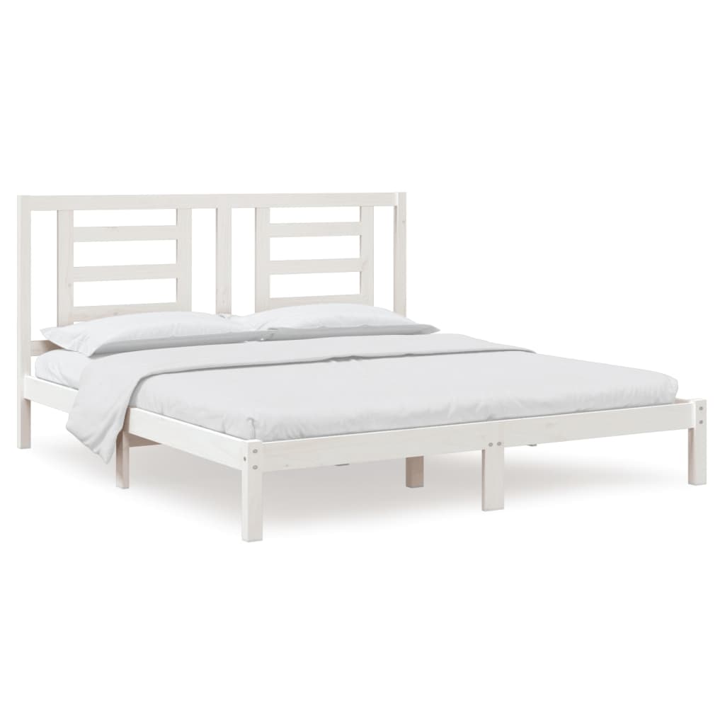 Bed Frame without Mattress White 183x203 cm King Solid Wood