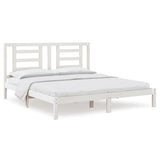 Bed Frame without Mattress White 183x203 cm King Solid Wood