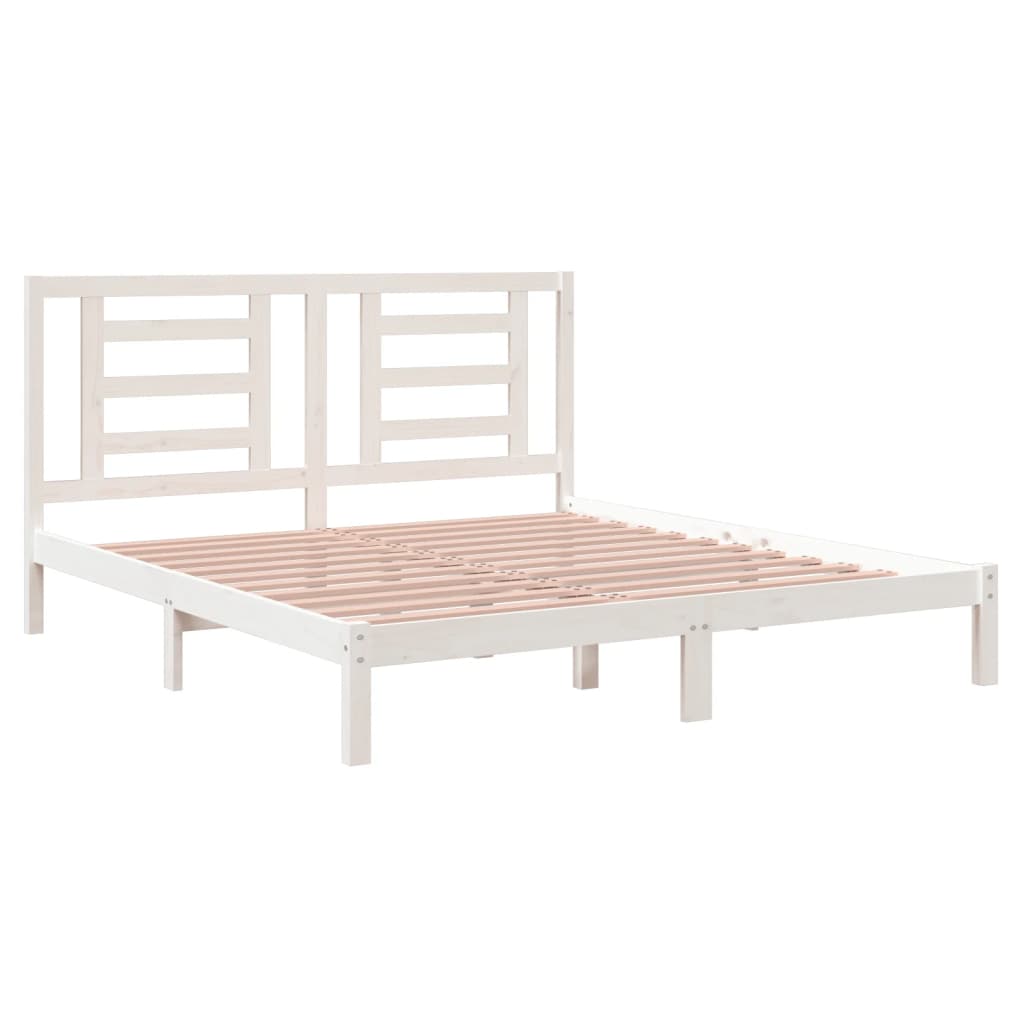 Bed Frame without Mattress White 183x203 cm King Solid Wood
