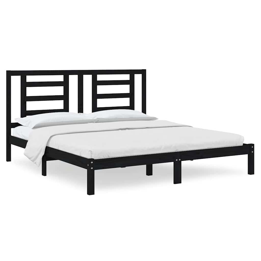 Bed Frame without Mattress Black 183x203 cm King Solid Wood