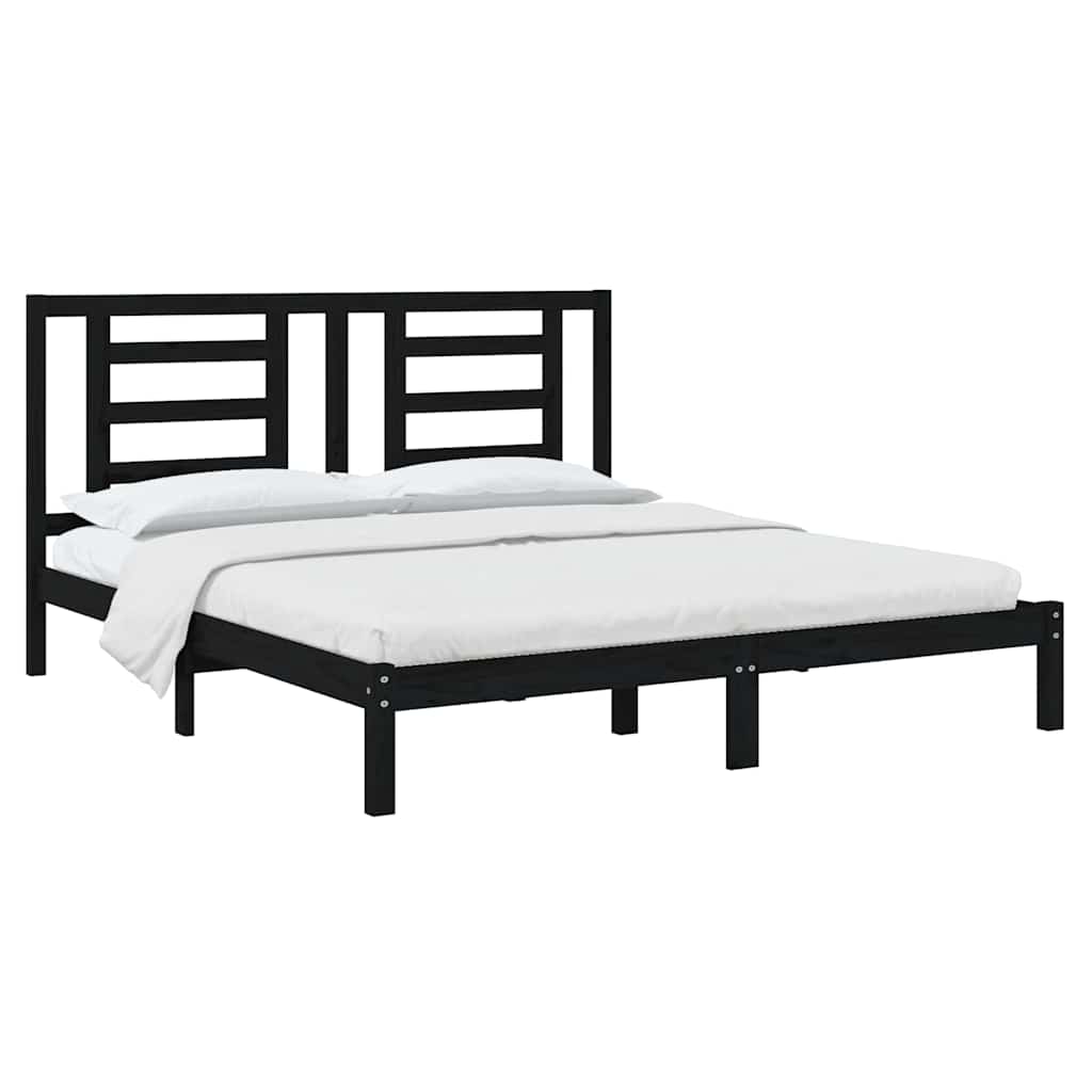 Bed Frame without Mattress Black 183x203 cm King Solid Wood
