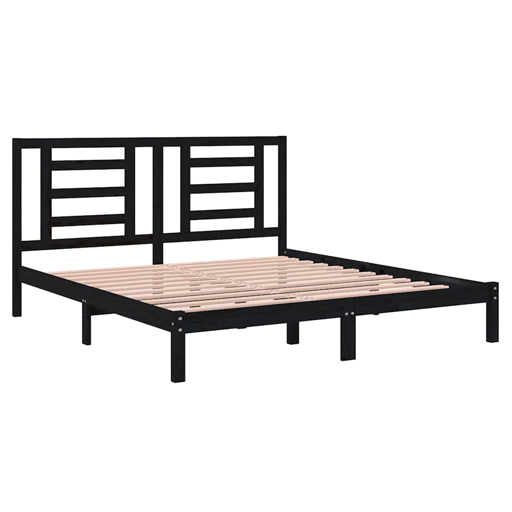 Bed Frame without Mattress Black 183x203 cm King Solid Wood