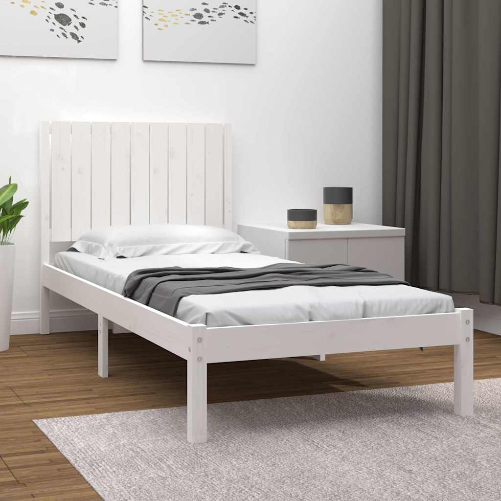 Bed Frame without Mattress White 90x190 cm Solid Wood Pine