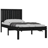 Bed Frame without Mattress Black 90x190 cm Solid Wood Pine - Side View