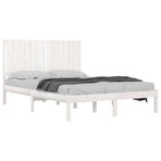 Bed Frame without Mattress White 135x190 cm Solid Wood Pine