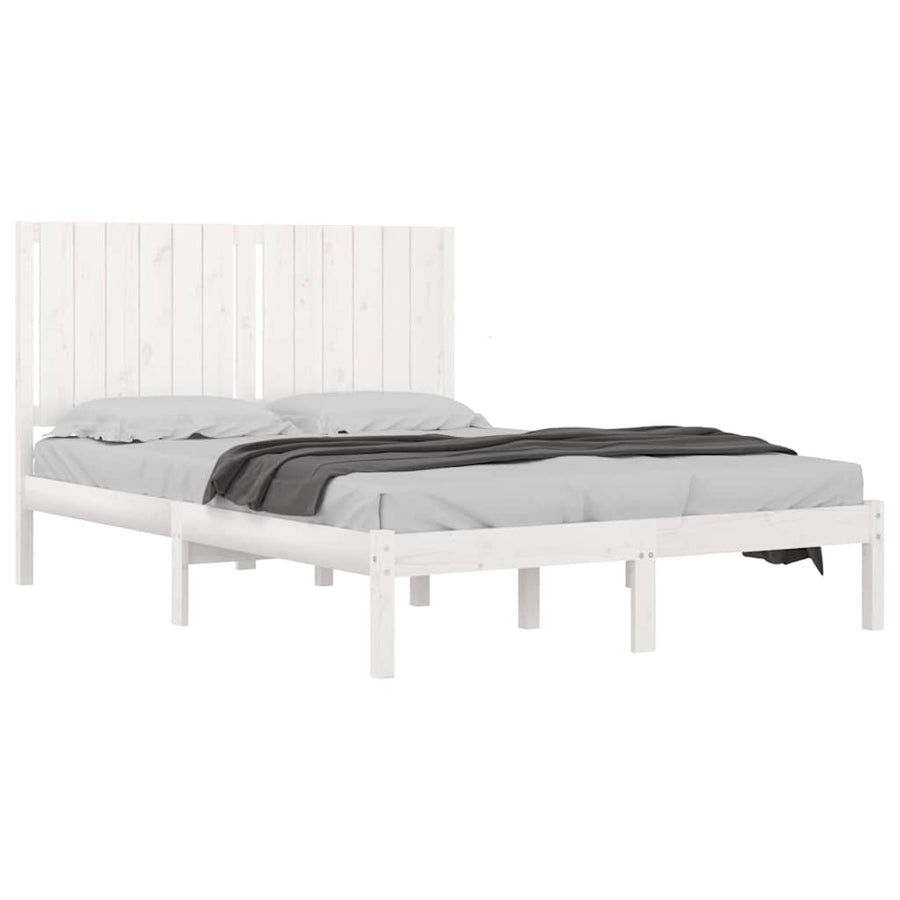 Bed Frame without Mattress White 135x190 cm Solid Wood Pine
