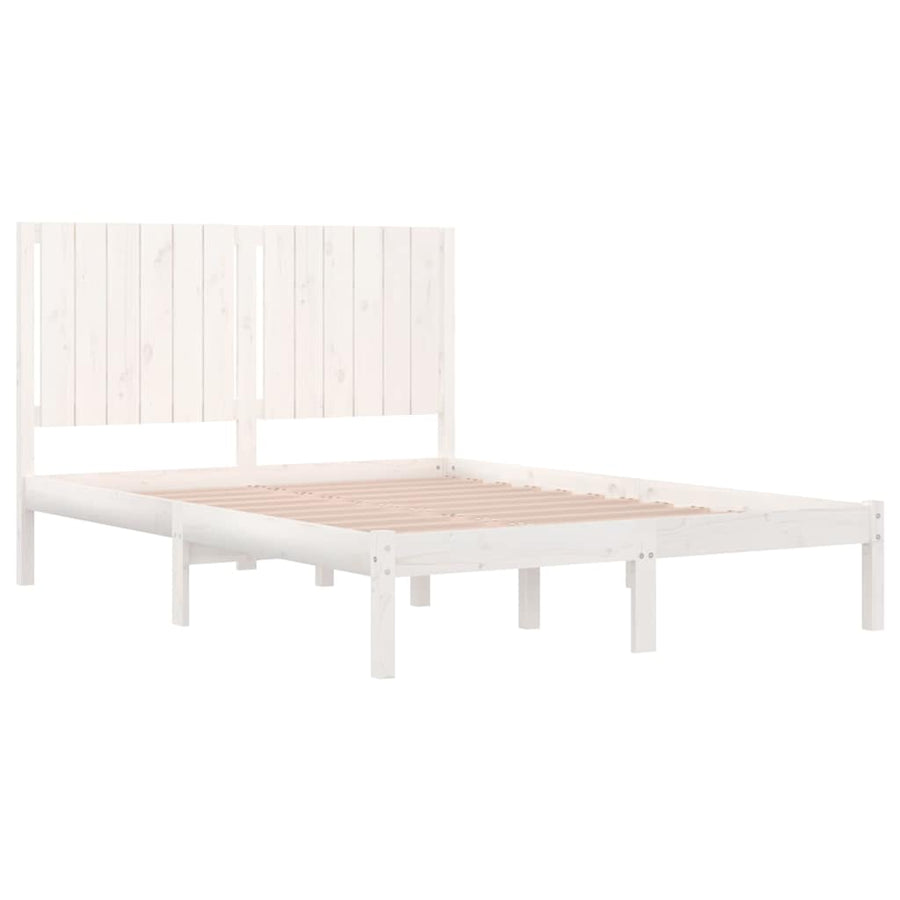 Bed Frame without Mattress White 135x190 cm Solid Wood Pine