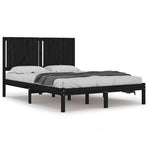 Bed Frame without Mattress Black 135x190 cm Solid Wood Pine