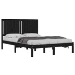 Bed Frame without Mattress Black 135x190 cm Solid Wood Pine