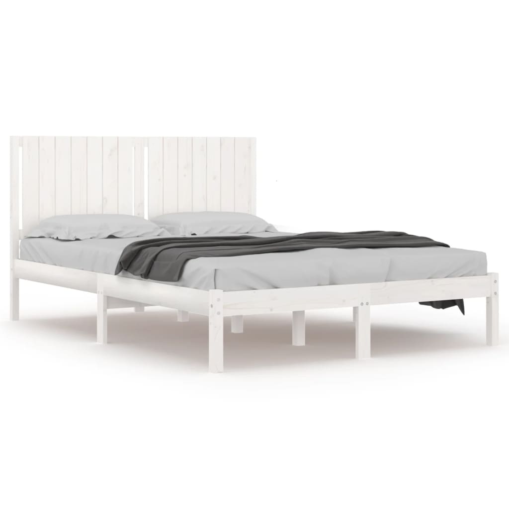 Bed Frame without Mattress White 150x200 cm Solid Wood
