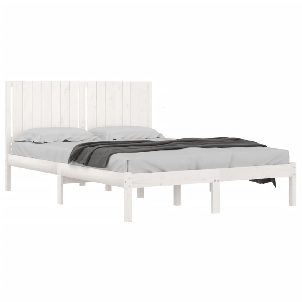 Bed Frame without Mattress White 150x200 cm Solid Wood