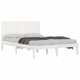 Bed Frame without Mattress White 150x200 cm Solid Wood - Side View