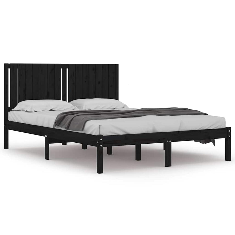 Bed Frame without Mattress Black 150x200 cm Solid Wood