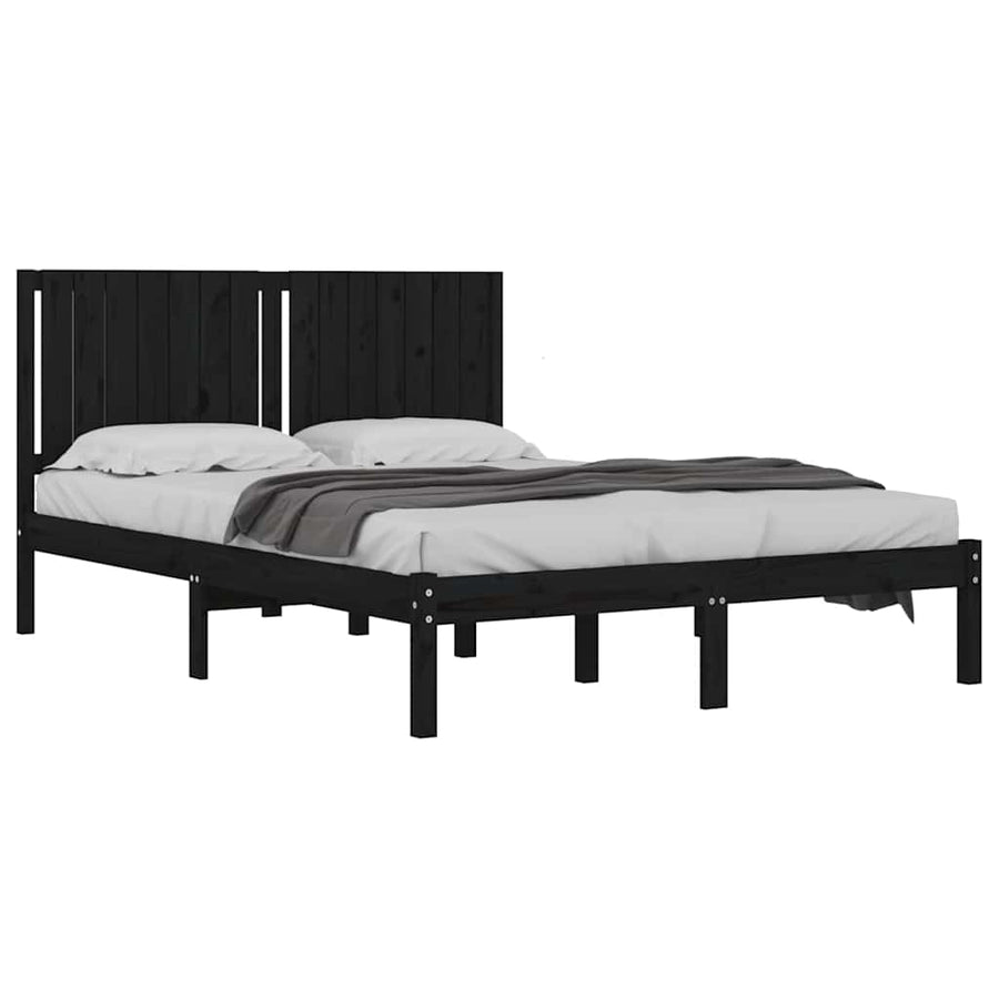 Bed Frame without Mattress Black 150x200 cm Solid Wood
