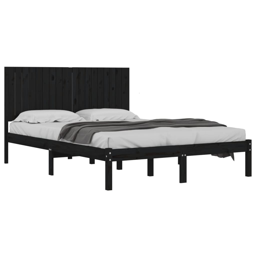 Bed Frame without Mattress Black 183x203 cm King Solid Wood