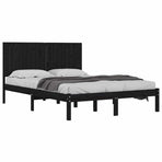 Bed Frame without Mattress Black 183x203 cm King Solid Wood