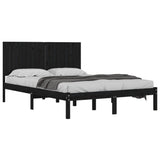 Bed Frame without Mattress Black 183x203 cm King Solid Wood - Side View