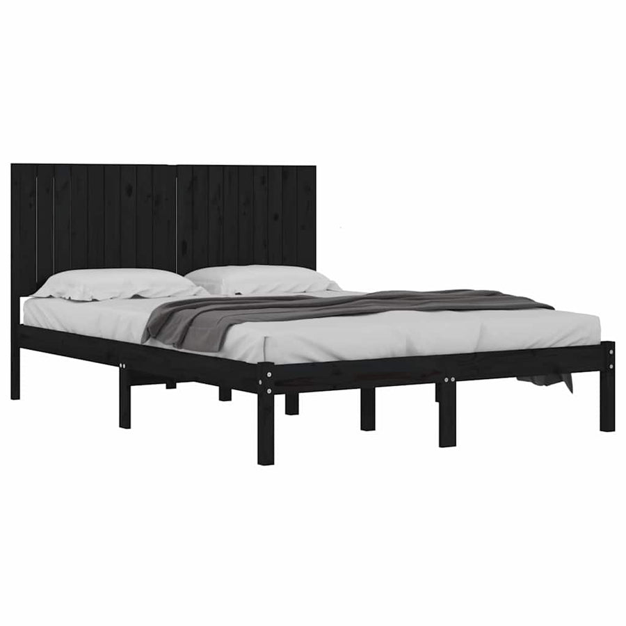 Bed Frame without Mattress Black 183x203 cm King Solid Wood