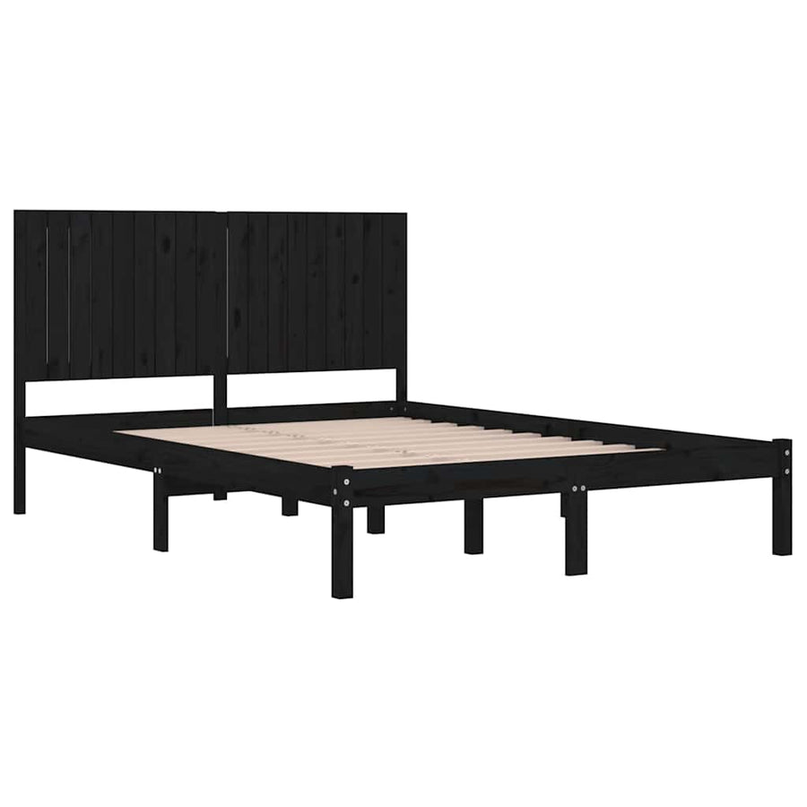 Bed Frame without Mattress Black 183x203 cm King Solid Wood