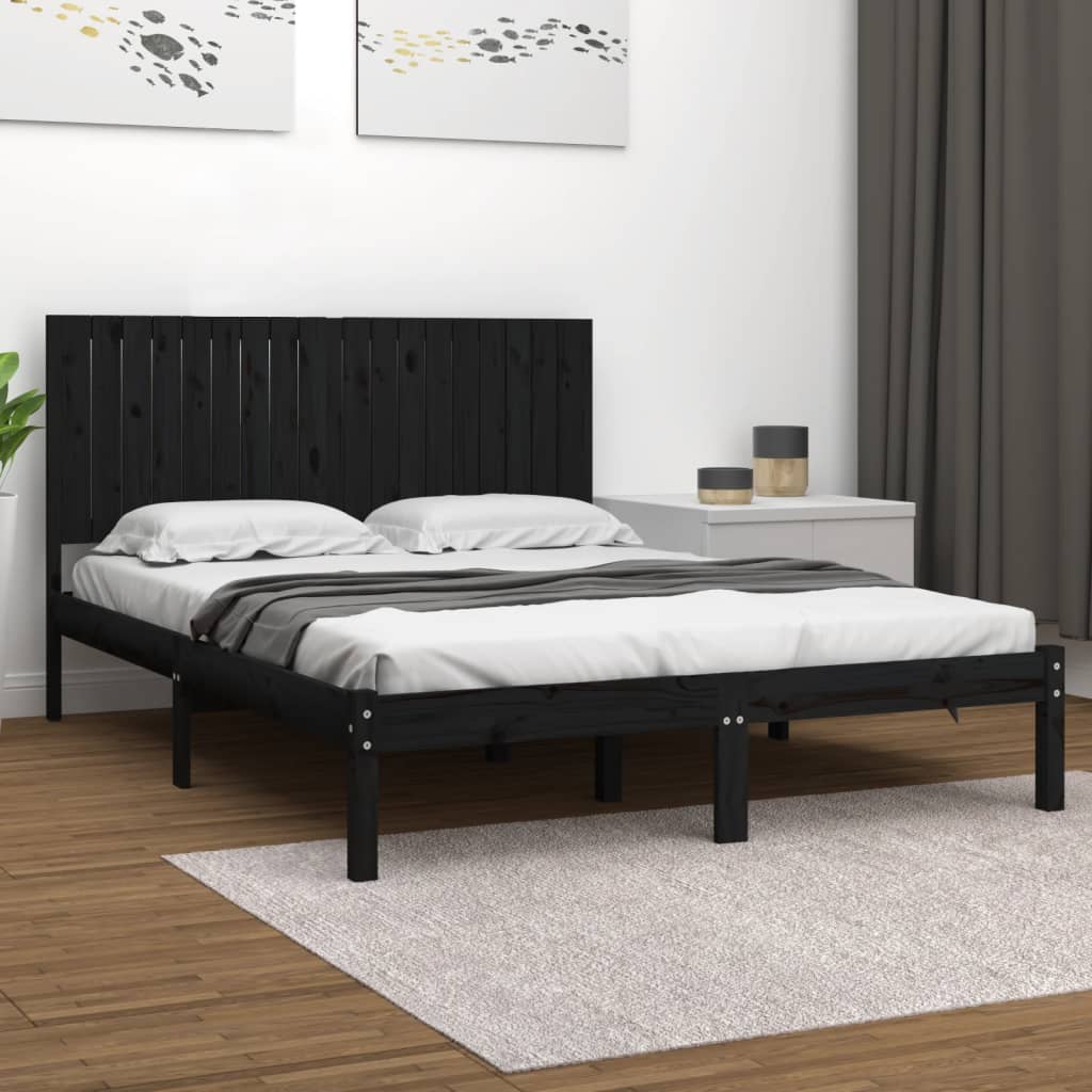 Bed Frame without Mattress Black 183x203 cm King Solid Wood