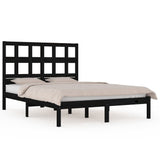 Bed Frame without Mattress Black 135x190 cm Solid Wood Pine