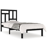 Bed Frame without Mattress Black 90x190 cm Solid Wood Pine