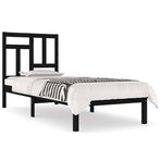 Bed Frame without Mattress Black 90x190 cm Solid Wood Pine