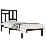Bed Frame without Mattress Black 90x190 cm Solid Wood Pine - Side View