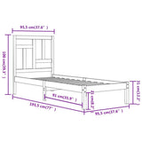 Bed Frame without Mattress Black 90x190 cm Solid Wood Pine - Rear View