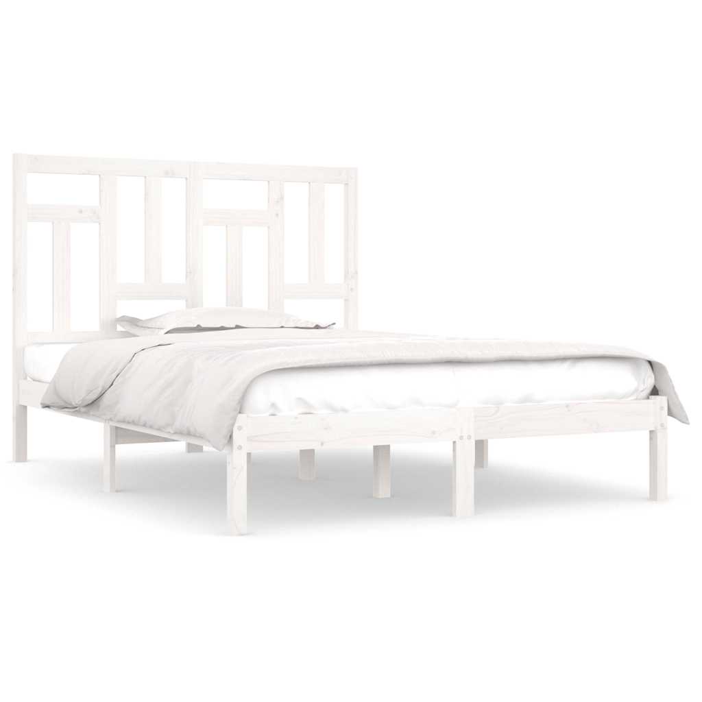 Bed Frame without Mattress White 135x190 cm Solid Wood Pine