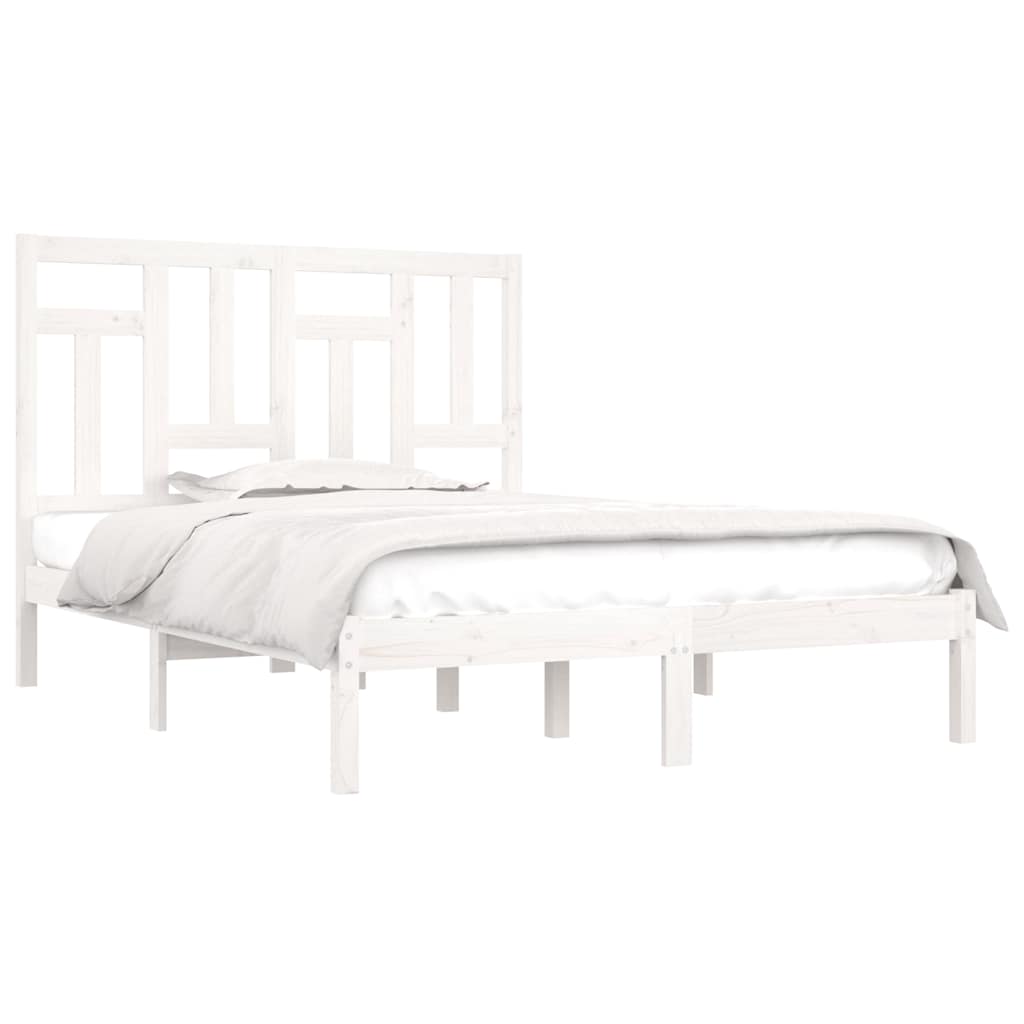 Bed Frame without Mattress White 135x190 cm Solid Wood Pine