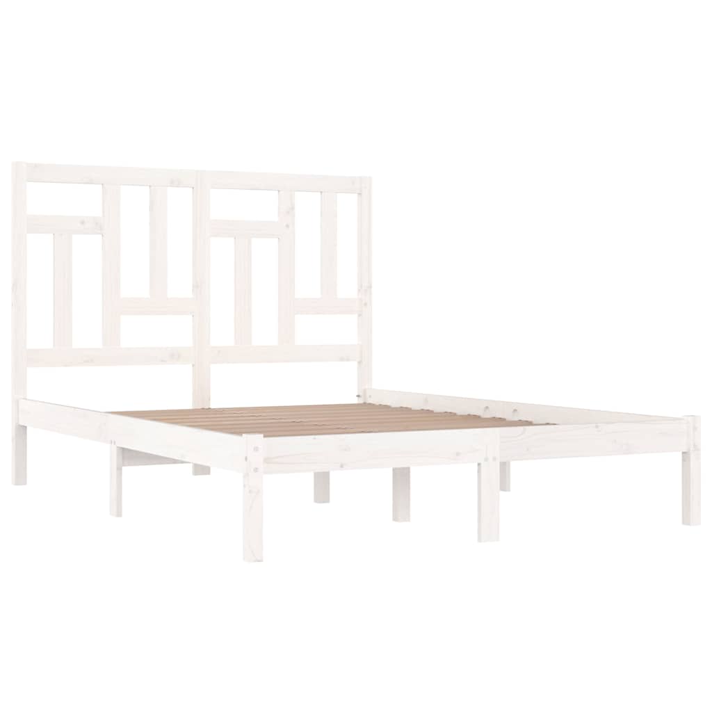 Bed Frame without Mattress White 135x190 cm Solid Wood Pine