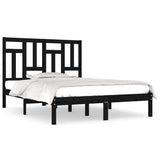 Bed Frame without Mattress Black 135x190 cm Solid Wood - Front View