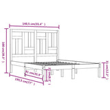 Bed Frame without Mattress Black 135x190 cm Solid Wood - Rear View