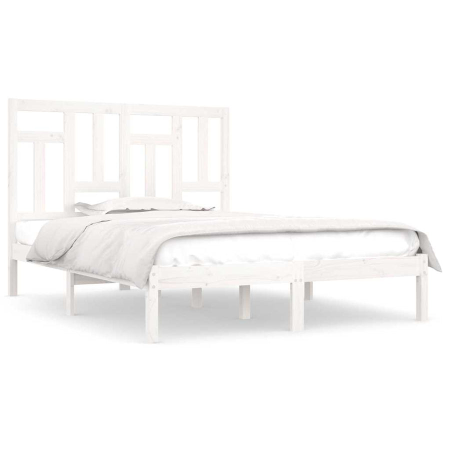 Bed Frame without Mattress White 150x200 cm Solid Wood Pine