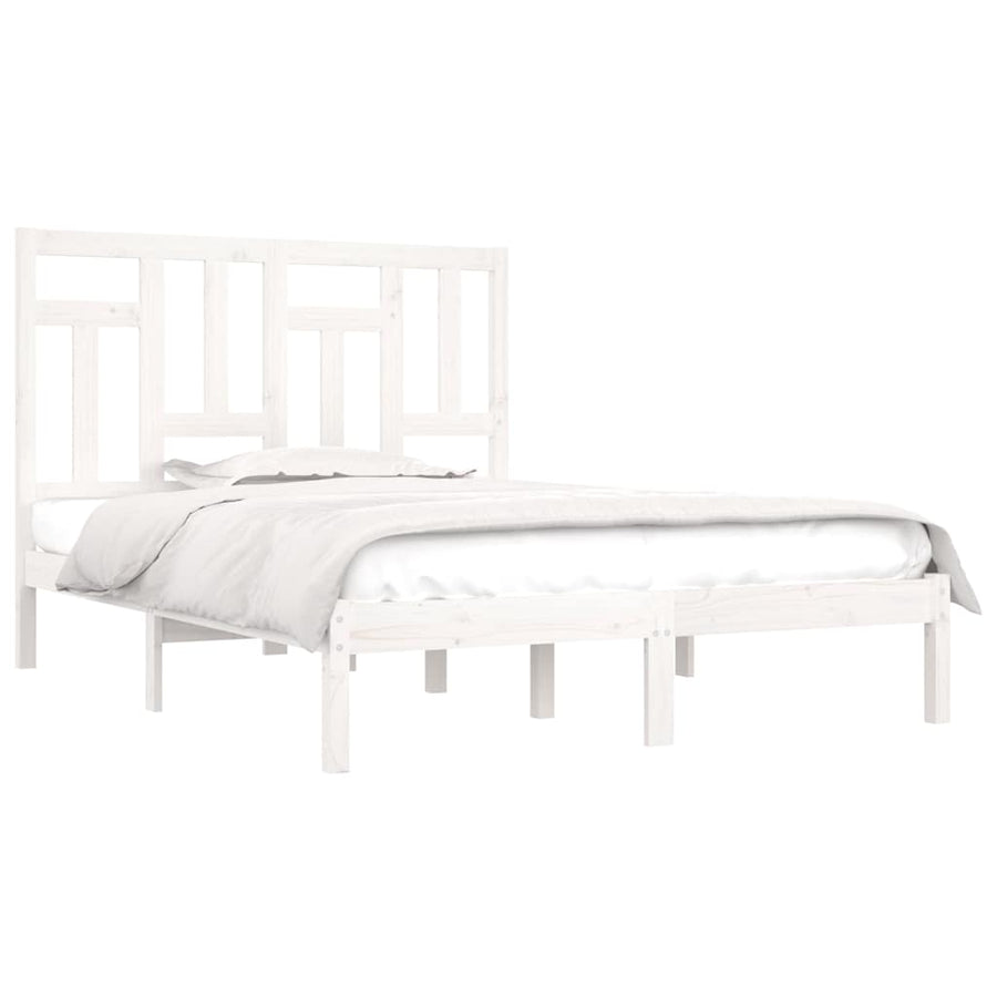 Bed Frame without Mattress White 150x200 cm Solid Wood Pine