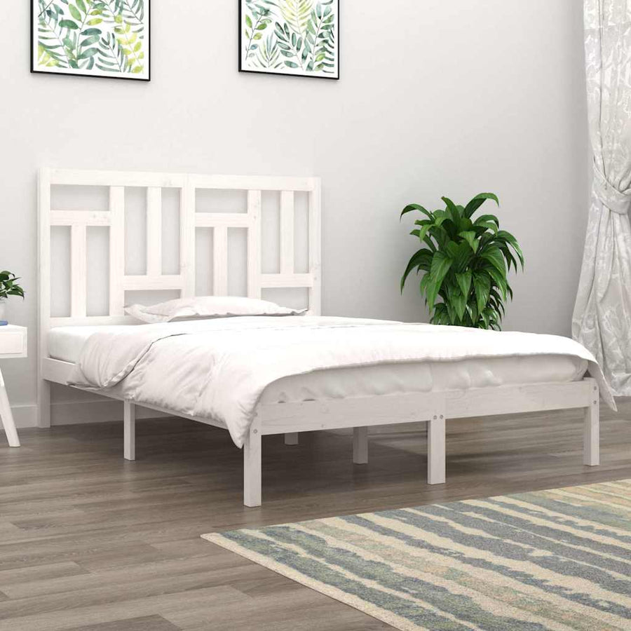 Bed Frame without Mattress White 150x200 cm Solid Wood Pine