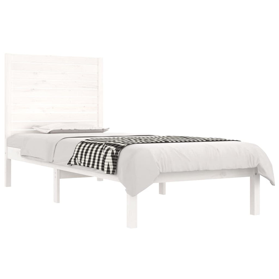 Bed Frame without Mattress White 90x190 cm Solid Wood