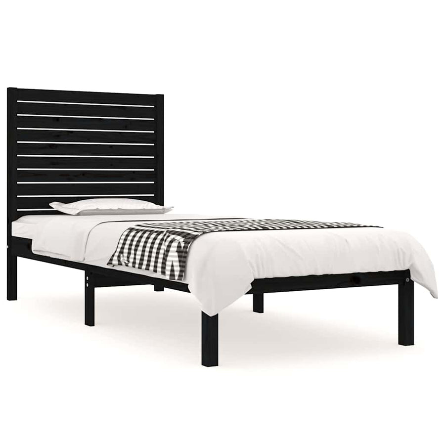 Bed Frame without Mattress Black 90x190 cm Solid Wood