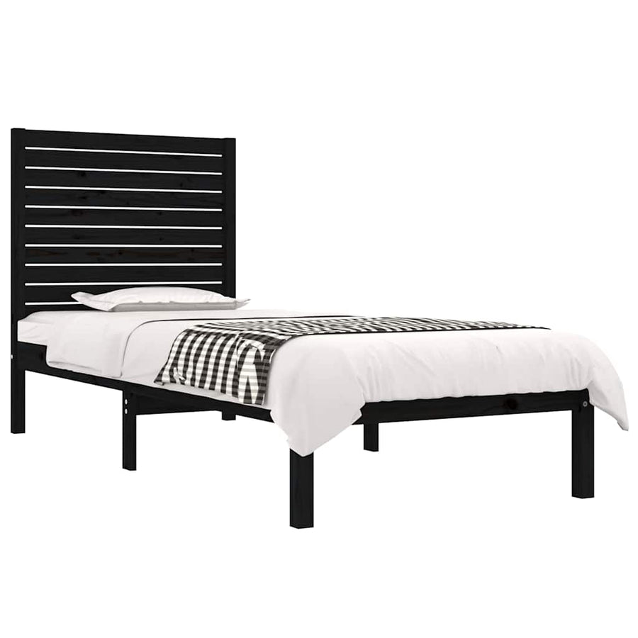 Bed Frame without Mattress Black 90x190 cm Solid Wood