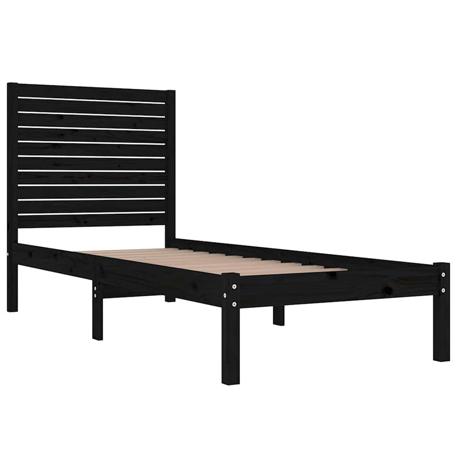 Bed Frame without Mattress Black 90x190 cm Solid Wood